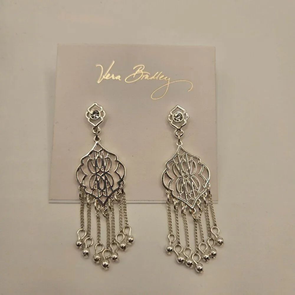Vera Bradley Signature Silver Chandelier Earrings NEW